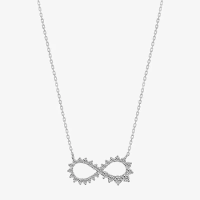 Footnotes Womens Cubic Zirconia Sterling Silver Infinity 16 Inch Pendant Necklace In Transparent