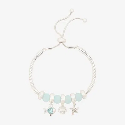 Footnotes Womens Genuine Crystal Round Bolo Bracelet In Silver