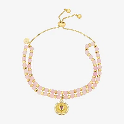 Footnotes Womens Pink Cubic Zirconia Round Bolo Bracelet In Transparent