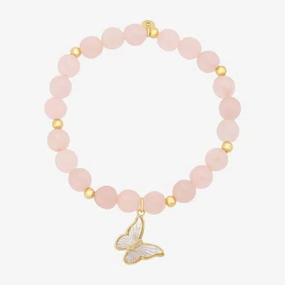 Footnotes Womens Pink Cubic Zirconia Round Stretch Bracelet In Transparent