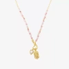 Footnotes Womens Pink Glass 10k Gold Over Brass 16 Inch Beaded Necklace In Gold