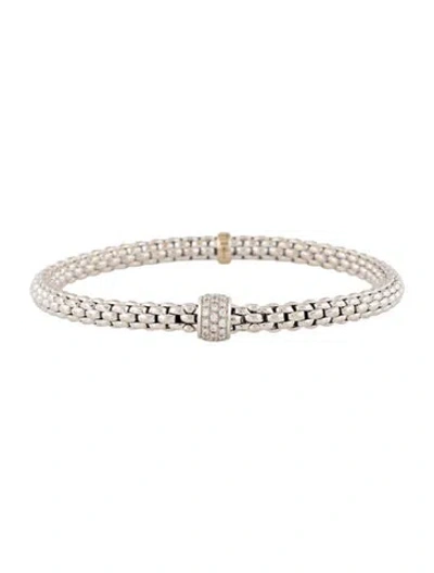 Pre-owned Fope 18k Diamond Flex It Solo Bracelet, 6.75" In Multicolor