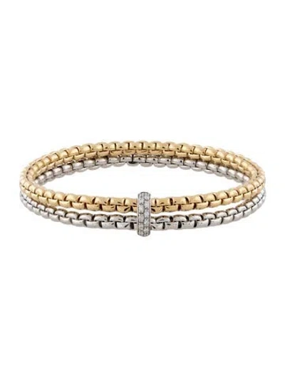 Pre-owned Fope 18k Diamond Stretch Bracelet, 6.75" In Multicolor