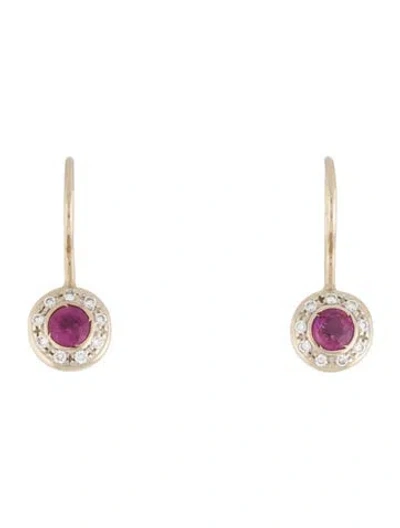 Pre-owned Fope 18k Ruby & Diamond Drop Earrings In Multi