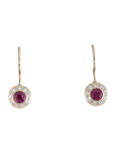 Pre-owned Fope 18k Ruby & Diamond Drop Earrings In Multicolor