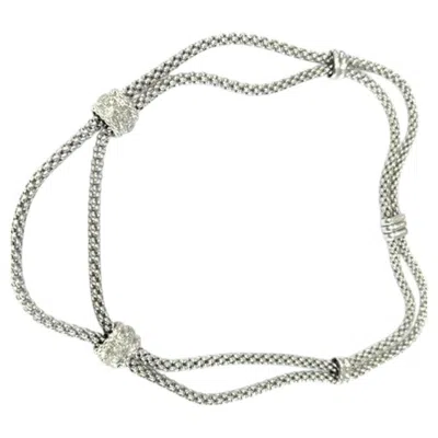 Pre-owned Fope 18k White Gold 2 Row Rope & Diamond Necklace 0.50 Carats