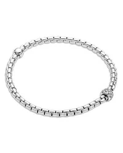 Fope 18k White Gold Eka Diamond Pave Rondelle Flex'it Bracelet In Neutral