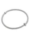 Fope 18k White Gold Eka Prima Diamond Rondelle Woven Link Flex Bracelet In Metallic