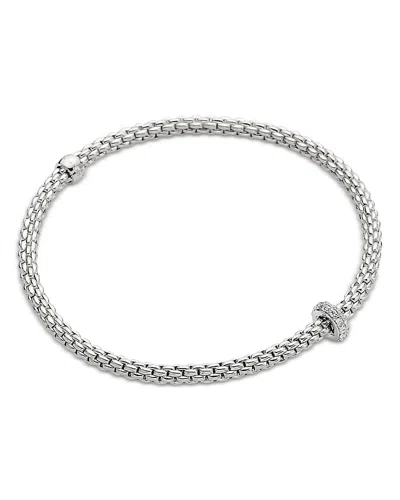 Fope 18k White Gold Prima Diamond Rondelle Flex'it Bracelet In Metallic