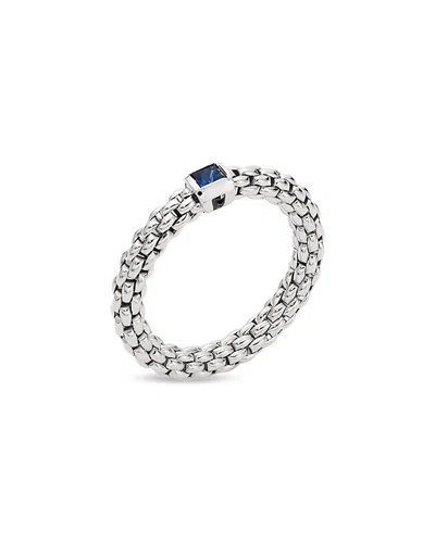 Fope 18k White Gold Souls Blue Sapphire Flex'it Ring In Metallic