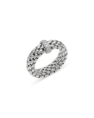 Fope 18k White Gold Vendome Diamond Rondelle Flex'it Ring In Metallic