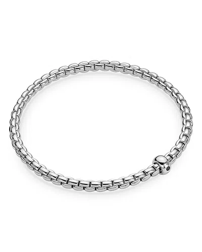 Fope 18k Yellow Gold Eka Black Diamond Rondelle Box Link Flex Bracelet In White Gold