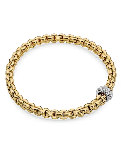 Fope 18k Yellow Gold Eka Diamond Flex'it Bracelet In Gold/white