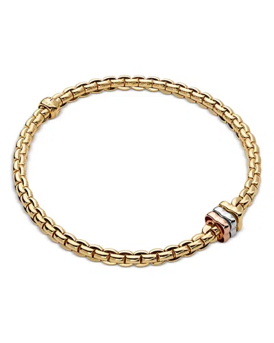 Fope 18k Yellow Gold Eka Tri Tone Rondelle Bead Bangle Bracelet