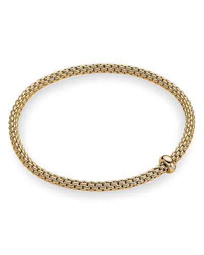Fope 18k Yellow Gold Prima Diamond Rondelle Woven Link Flex Bracelet