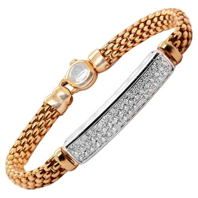 Pre-owned Fope Diamond 18 Carat White And Yellow Gold Woven Link Bracelet
