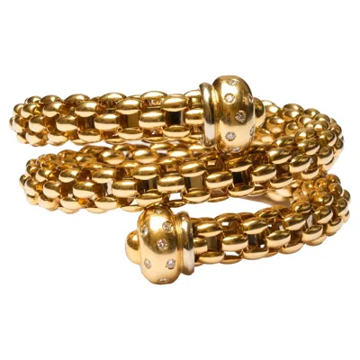 Pre-owned Fope Italian 18ct Yellow Gold And Diamonds Bracelet Signed  Spring