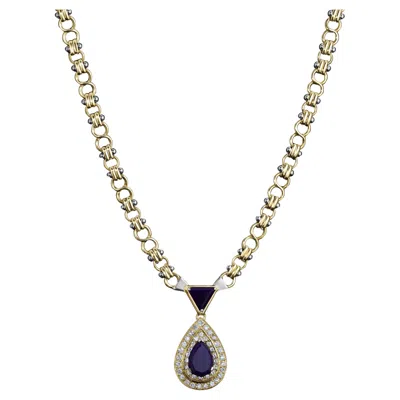 Pre-owned Fope Italian  Sugilite And Vs Diamond Necklace In 18k Gold In Multi