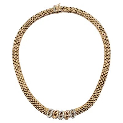 Pre-owned Fope Novecento Mesh Chain Necklace With Diamond Slider Pendants Tri Tone 18k In Multi