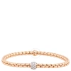 FOPE FOPE SOLO FLEX'IT BRACELET IN ROSE GOLD WITH FULL PAVE DIAMOND RONDEL