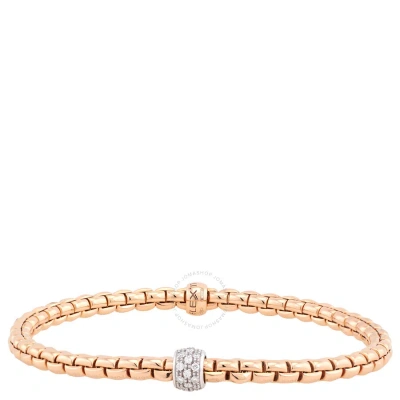 Fope Solo Flex'it Bracelet In Rose Gold With Full Pave Diamond Rondel In Yellow
