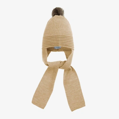 Foque Babies' Beige Knitted Scarf Hat