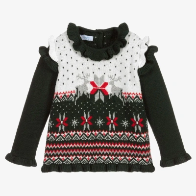 Foque Kids' Girls Green Fair Isle Jumper