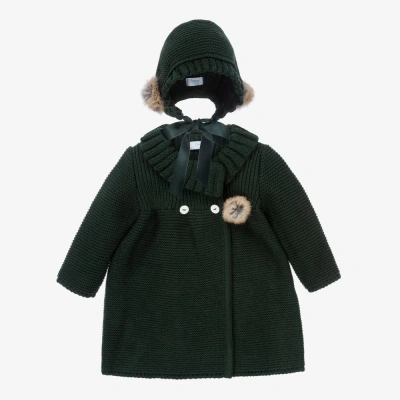 Foque Babies' Girls Green Knit Coat & Hat