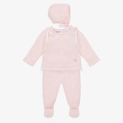 Foque Girls Pink Knitted 2 Piece Babygrow Set