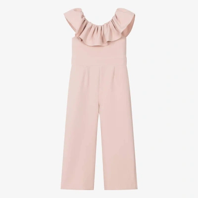 Foque Kids' Girls Pink Ruffle Jumpsuit