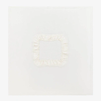Foque Ivory Cotton Knit Baby Blanket (95cm) In White
