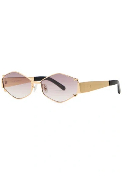 For Art's Sake Empress 18kt Gold-plated Hexagon-frame Sunglasses