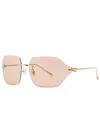 For Art's Sake Serpent Ii 18kt Gold-plated Wrap-around Sunglasses In Gold
