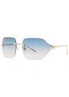 For Art's Sake Serpent Ii 18kt Gold-plated Wrap-around Sunglasses In Blue Light