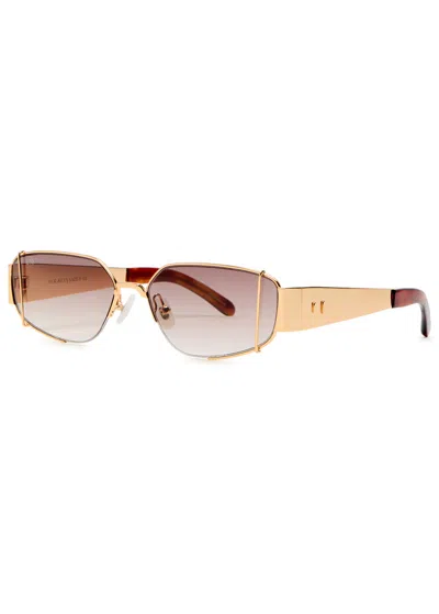For Art's Sake Talia Rectangle-frame Sunglasses In Gold