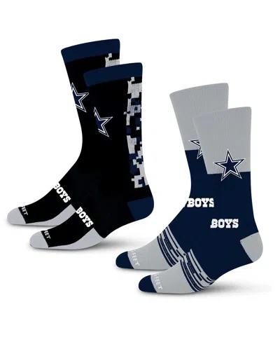 For Bare Feet Men's And Women's Dallas Cowboys Digi Split Crew Socks 2-pack Set In Navy