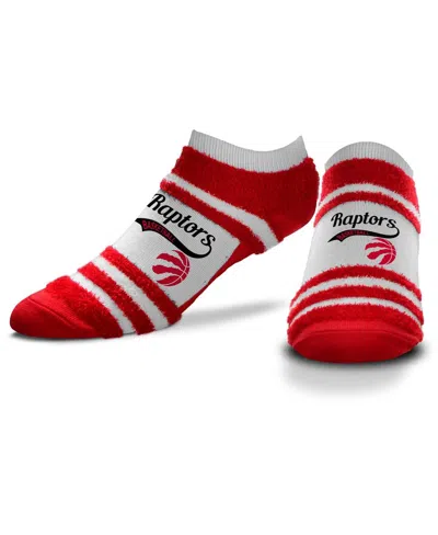 For Bare Feet Women's  Toronto Raptors Block Stripe Fuzzy Ankle Socks In Black