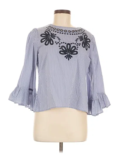 Pre-owned For Cynthia 3/4 Sleeve Blouse In Blue
