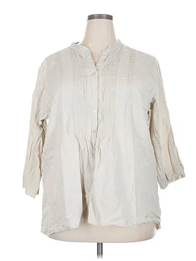 Pre-owned For Cynthia 3/4 Sleeve Button Down Shirt In White