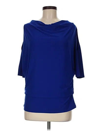Pre-owned For Cynthia 3/4 Sleeve Top Blue Cowl Neck Tops