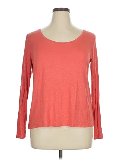 Pre-owned For Cynthia Long Sleeve Top Orange Scoop Neck Tops