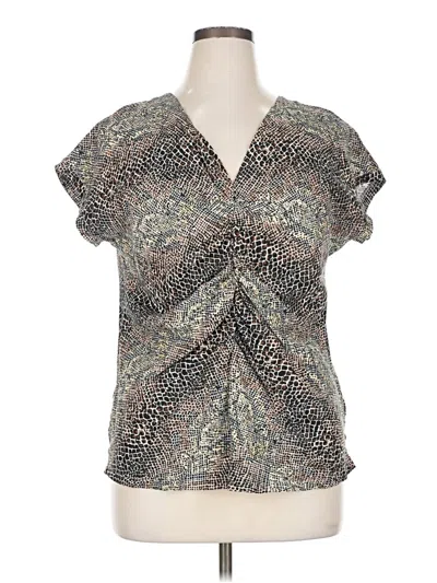 Pre-owned For Cynthia Short Sleeve Blouse In Gray