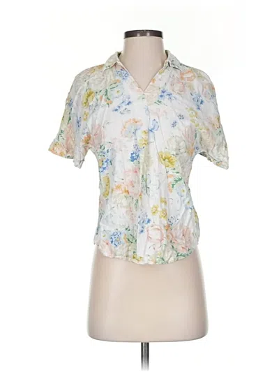 Pre-owned For Cynthia Short Sleeve Blouse In White