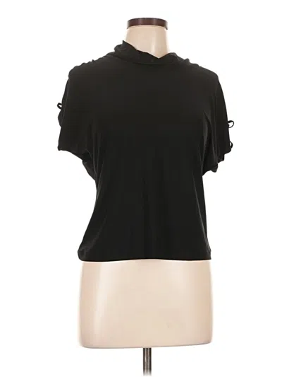 Pre-owned For Cynthia Short Sleeve Top Black Cowl Neck Tops