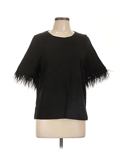 Pre-owned For Cynthia Short Sleeve Top Black Crew Neck Tops