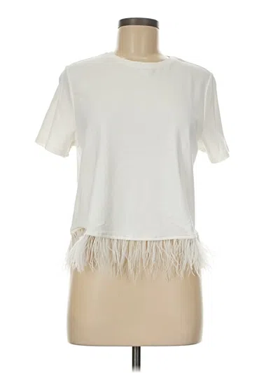 Pre-owned For Cynthia Short Sleeve Top Ivory Crew Neck Tops In White