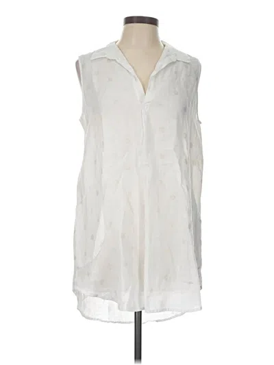 Pre-owned For Cynthia Sleeveless Button Down Shirt In Ivory