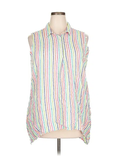 Pre-owned For Cynthia Sleeveless Button Down Shirt In White