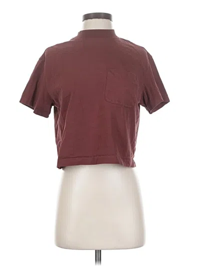Pre-owned For Days Short Sleeve Top Burgundy Mock Neckline Tops