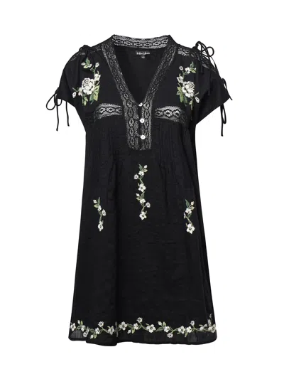 For Love &amp; Lemons Jolene Embroidered Mini Dress In Black
